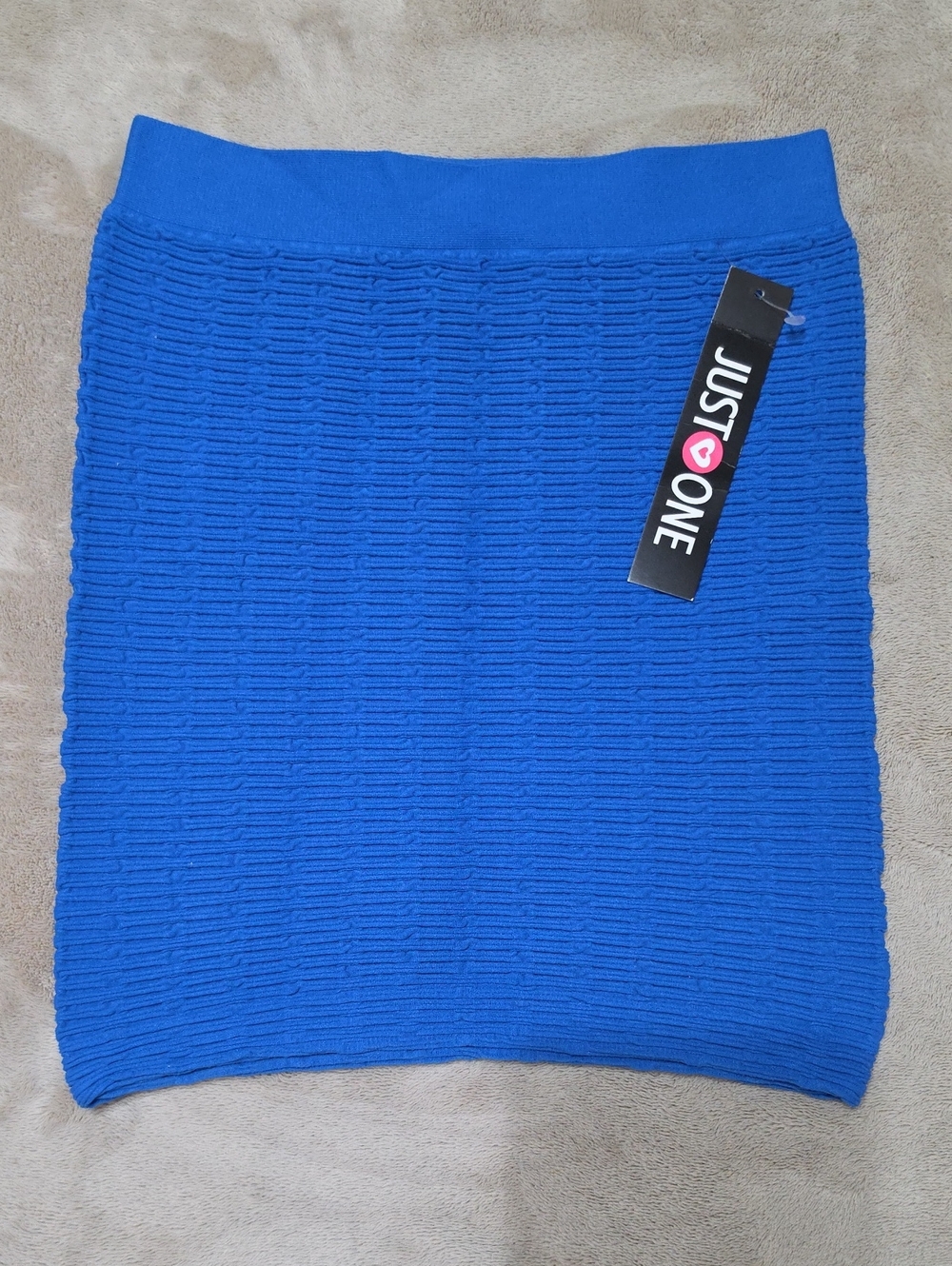 Electric Blue Textured Knit Pencil Skirt